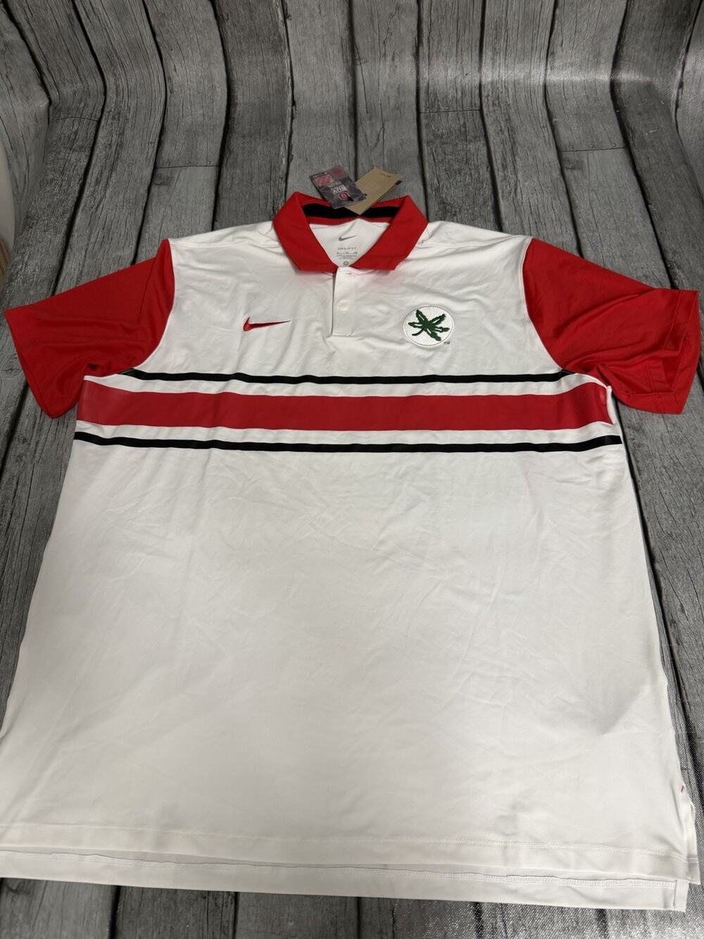NWT Men’s Nike Ohio State Buckeyes Vapor Polo Shirt Alt Logo White Red XL